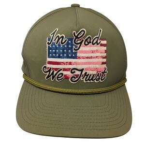 In God We Trust U.S. Flag Snapback 5 Panel Cap Green One Size Rope Pit Bull